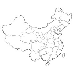 China map illustration hand drawn outline vector