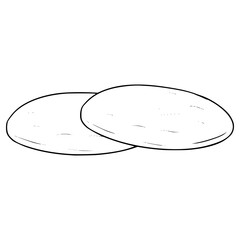 flat bread illustration hand drawn outline vector