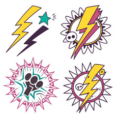 Yellow lightning bolts and abstract starbursts graphic