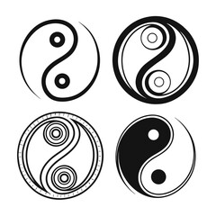 Yin Yang symbols diverse styles black ink taijitu white