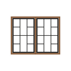 wooden window on white background