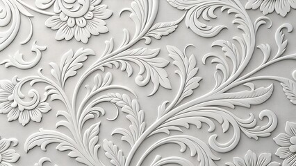 Seamless vintage floral damask pattern with ornate swirls leaves and decorative design background