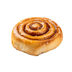 Fototapeta premium Glistening Cinnamon Roll isolated on a dark background for a delicious treat