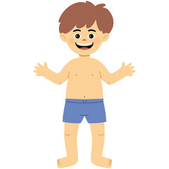 Cartoon illustration of human body of a boy