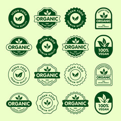 collection of green organic vegan labels