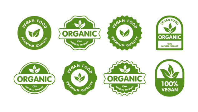 organic food fresh eco vegetarian product vegan label sticker