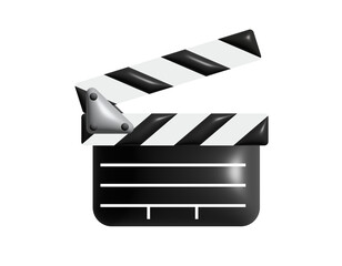 3D black film maker clapped board icon