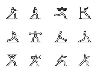 Aerobics line art exercise routine to stay fit