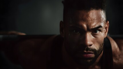 Obraz premium A man performing an intense deadlift with focused facial expression