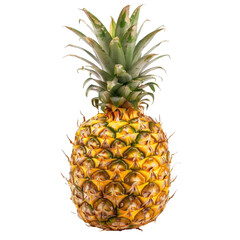 Fototapeta premium Single pineapple, vibrant yellow, green crown