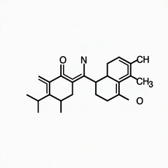 A black and white structural chemical formula diagram showing molecular bonds and elements like oxygen, nitrogen, and carbon