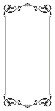 Border Frame Vintage Retro Ornamental Decorative. Isolated on white background. Vertical blank templates to decorate text. Greeting or wedding frames.