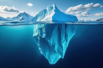 Iceberg Floating in Ocean with Submerged Section Symbolizing Hidden Depths and Unseen Potential
