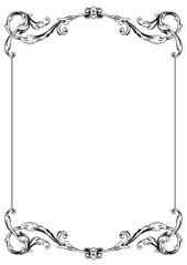 Border Frame Vintage Retro Ornamental Decorative. Isolated on white background. Vertical blank templates to decorate text. Greeting or wedding frames.