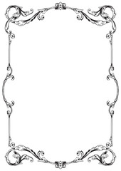 Border Frame Vintage Retro Ornamental Decorative. Isolated on white background. Vertical blank templates to decorate text. Greeting or wedding frames.