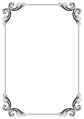 Border Frame Vintage Retro Ornamental Decorative. Isolated on white background. Vertical blank templates to decorate text. Greeting or wedding frames.