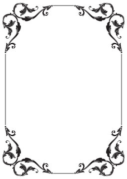 Border Frame Vintage Retro Ornamental Decorative. Isolated on white background. Vertical blank templates to decorate text. Greeting or wedding frames.