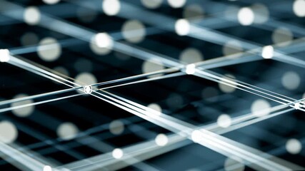 Hybrid energy system with glowing network connections and interconnected nodes creating futuristic technology and solar grid structure reflections - Powered by Adobe