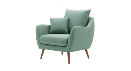 Modern Mint Green Armchair With Wooden Legs