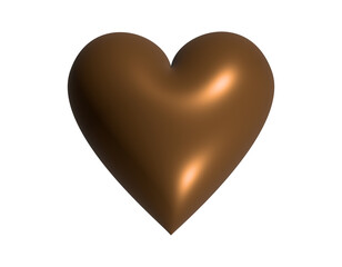 3D Classic love brown glossy heart icon on transparent background