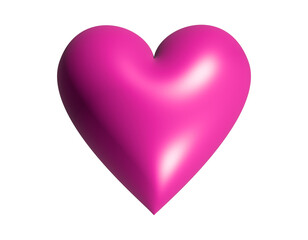 3D Classic love pink glossy heart icon on transparent background