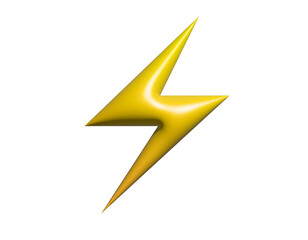 3D yellow thunder bolt powerful volt icon