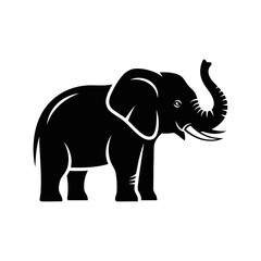 Fototapeta premium elephant silhouette bold and line vector illustration isolated on white background