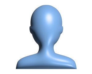 Blue silhouette generic profile of one person 3D icon , represent a user or member