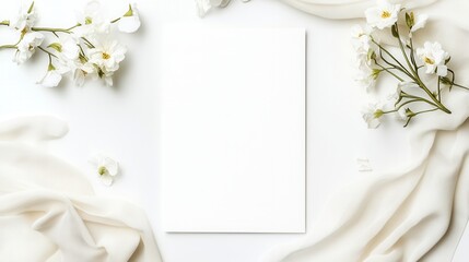 invitation card with ultra-thin elegant frame on pure white background
