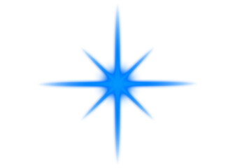 Bright blue starburst light effect isolated on transparent background