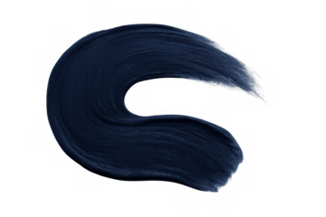 Bold, textured brushstroke of navy blue paint swirls elegantly on a transparent background, adding a touch of artistic flair