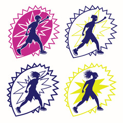 Abstract figures in motion icons running