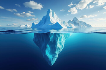 Underwater View of a Massive Iceberg Showing the Tip of the Iceberg Beneath the Ocean Surface