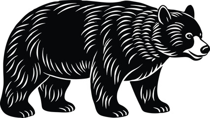 Fototapeta premium Black and white vector illustration of a wild bear, a cute cartoon animal design
