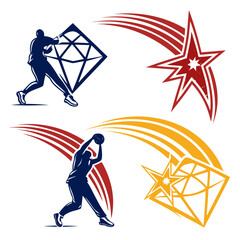 Athlete playing sports with abstract shapes illustration