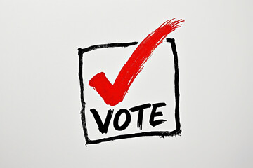 Vote Check Mark in a Box with the Word Vote Representing Civic Duty and Democratic Participation