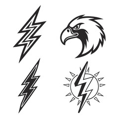 Black lightning bolts and eagle head emblems thunder