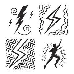 Bolt and figure icons lightning thunder