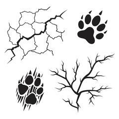 Cracked ground and claw marks black white