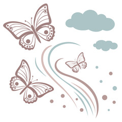 Delicate Butterflies and Swirls butterfly insect