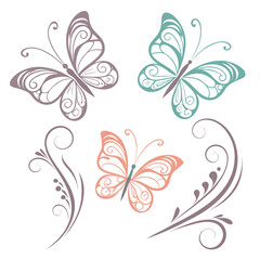 Delicate patterned butterflies and floral swirls butterfly