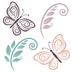 Elegant butterflies and floral swirls butterfly decorative