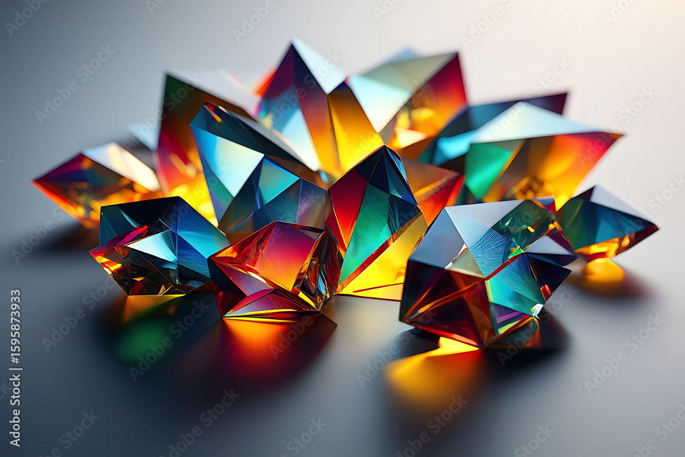 Fototapete a dazzling array of colorful crystals and gems creates a brilliant and iridescent display, showcasin