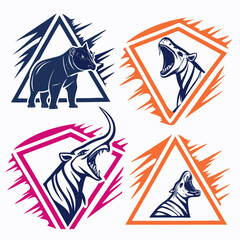 Geometric animal icons triangle sharp