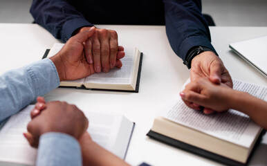 Praying With Bible, Diverse Group, Leadership