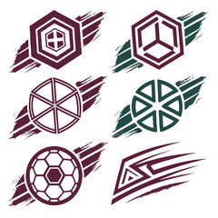 Naklejka premium Geometric shapes with brush strokes icons symbols