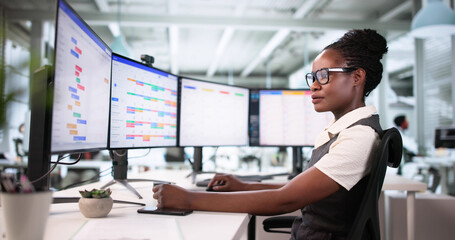 Efficient African-American Woman Manages Staff