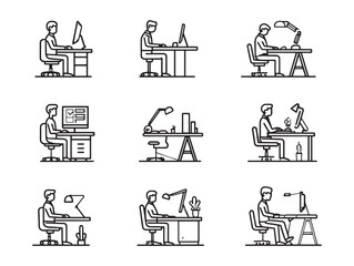 Architect at Desk Planning Blueprints Crafting Modern Architecture