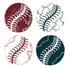 Maroon Teal Baseball Icons Distressed sport graphic