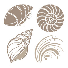 Nautilus shell spiral seashell abstract design vector